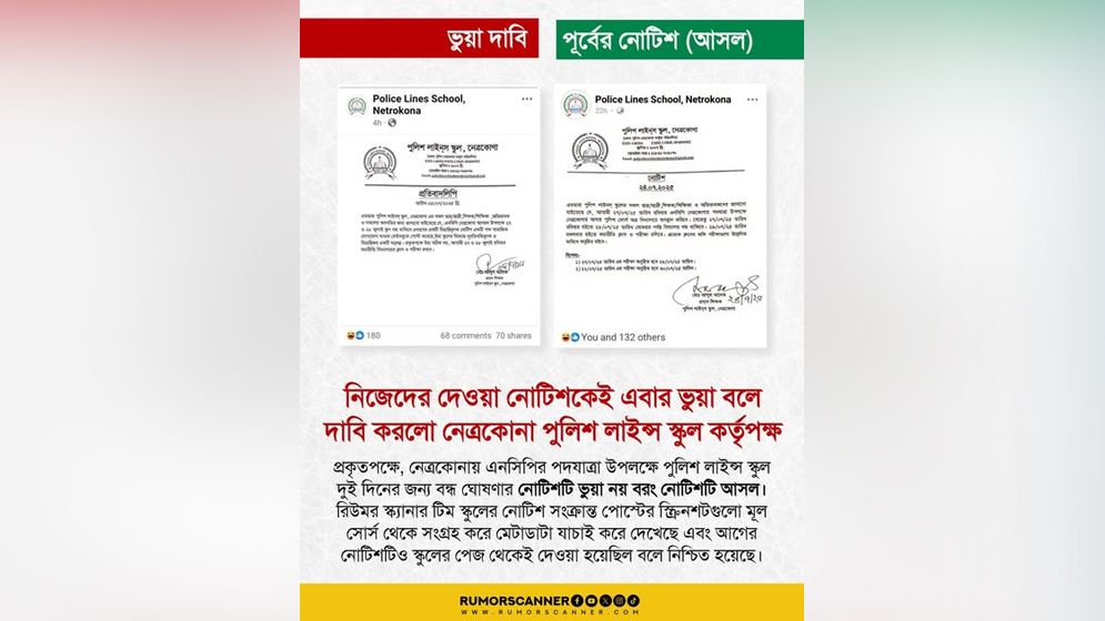 নিজেদের দেওয়া নোটিশকেই ভুয়া বললো স্কুল কর্তৃপক্ষ