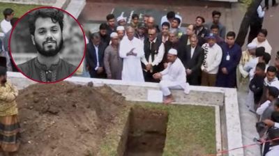 শাহবাগে জাতীয় কবির সমাধি প্রাঙ্গণে ওসমান হাদির মরদেহ