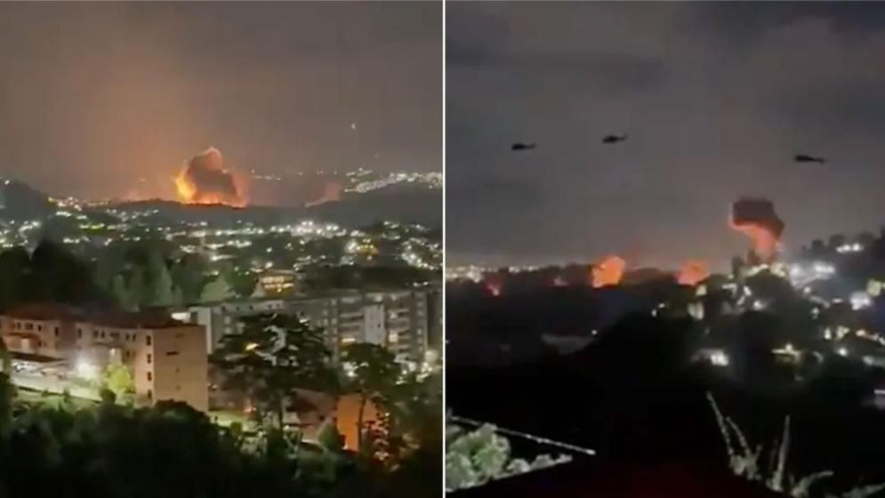 ভেনেজুয়েলার রাজধানী কারাকাসে একের পর এক  হামলা, আগুন
