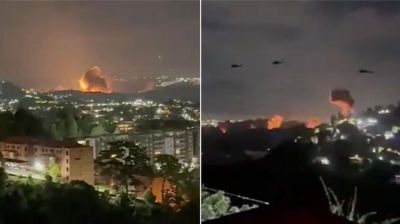 ভেনেজুয়েলার রাজধানী কারাকাসে একের পর এক  হামলা, আগুন